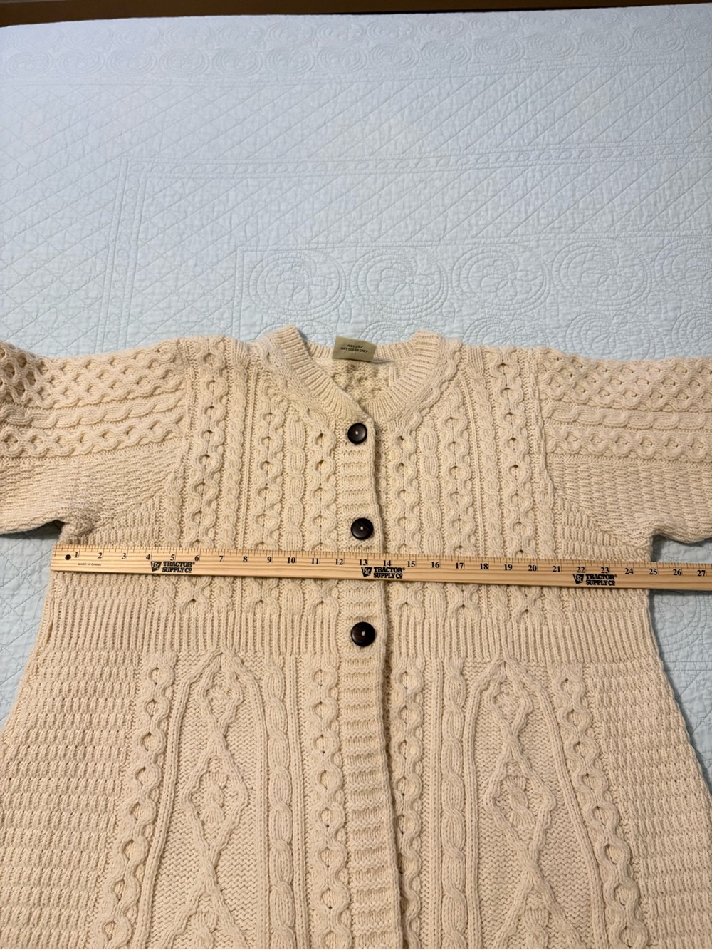Aran merino wool cardigan. Size XXL. - Picture 7 of 9